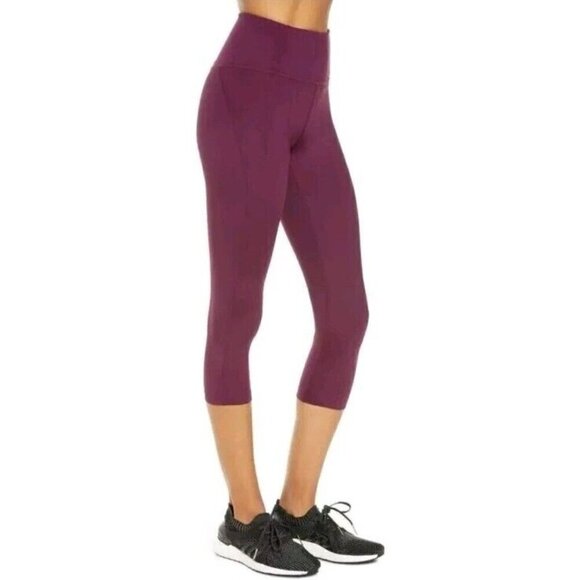 Girlfriend Collective High Waist Capri Leggings Plum Women’s Size S Activewear - Picture 2 of 11